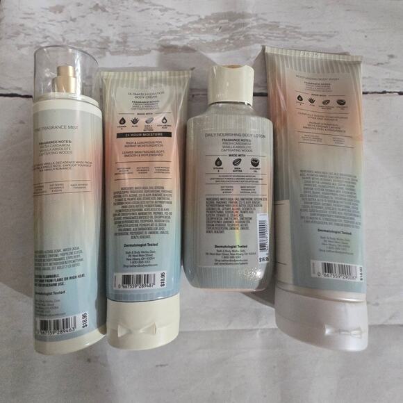 NEW! Bath & Body Works Vanilla Romance Body Care Wash Lotion Cream Fragrance 4pc - Picture 3 of 3